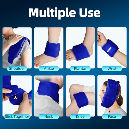 Comfytemp Wrist Ice Pack Wrap Carpal Tunnel Relief Wrist Brace 2 Packs - color: Dark Blue, size: 20"x4"