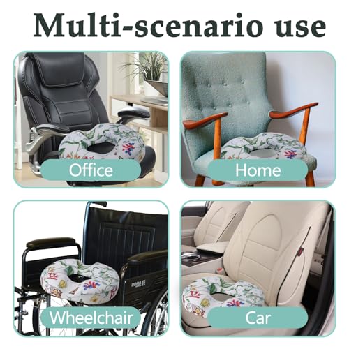 Donut Pillow for Hemorrhoids Seat Cushion for Tailbone Pain Relief - color: Flower