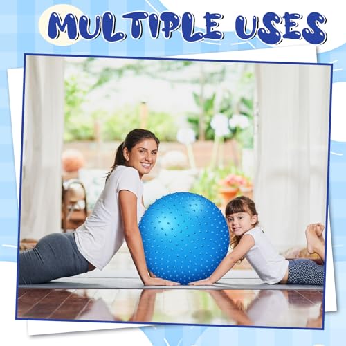 Large Sensory Massage Ball Bouncy Exercise Ball with Spikes, 22" - color: blue