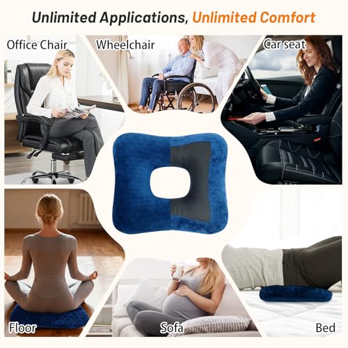 Donut Pillow for Tailbone Pain, Wheelchair Cushion - color: Blue
