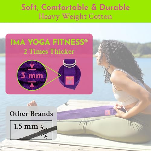 Extra-Wide 2 Inch Cotton Yoga Strap: Stretching, Physical Therapy, Exercise - color: Purple, size: 10 feet