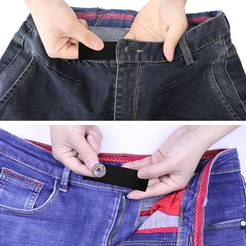 5 Pcs Elastic Pants Button Extender, Waistband Extenders for Men and Women Jeans Skirts Pants - color: Black