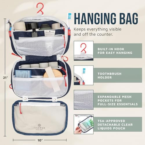 TRIPPED Travel Gear 3-Piece Travel Toiletry Bag Set - color: Navy