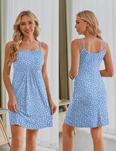 Ekouaer Womens Nursing Dress Summer Breastfeeding Maternity Clothes - color: Light Blue Floral, size: Small