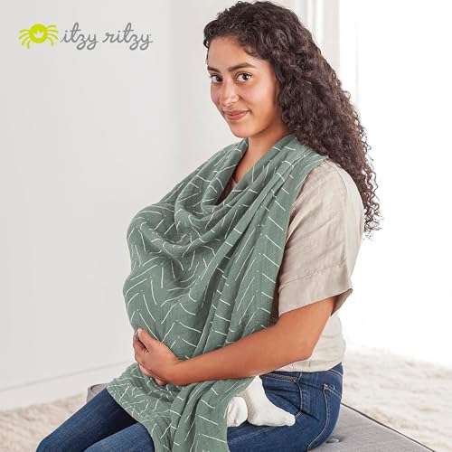 Itzy Ritzy Breastfeeding Boss Multi-Use Baby Wrap & Cover (Sage Mudcloth) - color: Sage Mudcloth, size: 47" x 47"