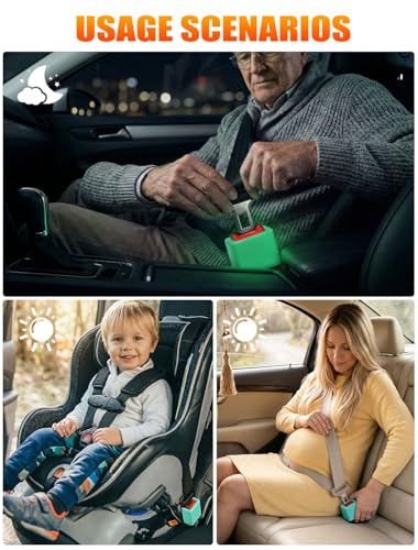 Glow In The Dark Seat Belt Buckle Holder, 2 Pack Silicone Universal - color: Green