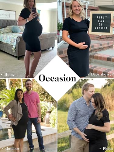 Liu & Qu Women's Maternity Dress Summer Casual Bodycon Pregnancy Dresses - color: 2.black, size: Medium