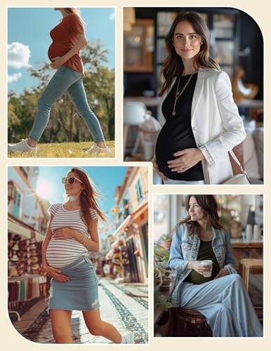 Happy.angel Women's Maternity Shirts Short Sleeve Pregnancy Top Tees - color: Deep Grey, size: Small