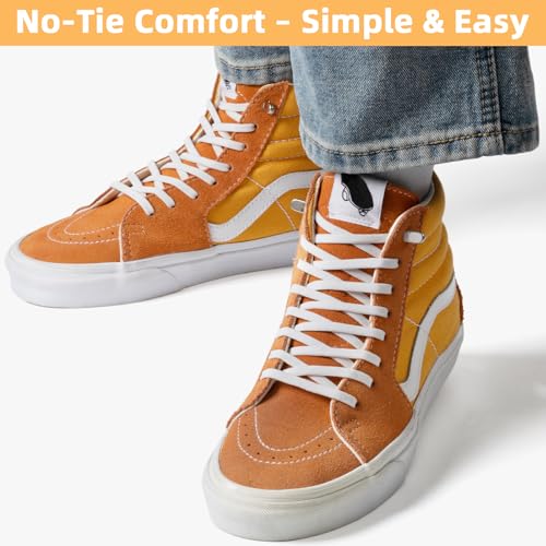 Stepace 2 Pairs Flat Elastic No Tie Shoe Laces for Kids and Adults Sneakers - color: White