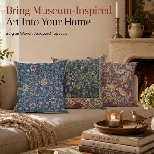 William Morris Fleur de Morris Royal Tapestry Throw Pillow Cover 16 x 16 in - color: Fleur De Morris Royal Blue
