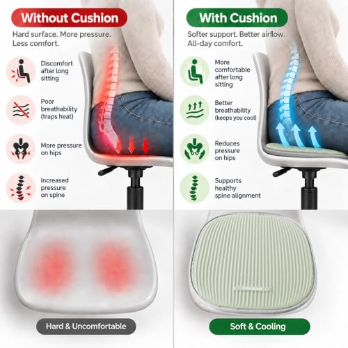 Cooling Gel Seat Cushion for Office Chair & Car Seat, Green - color: Green