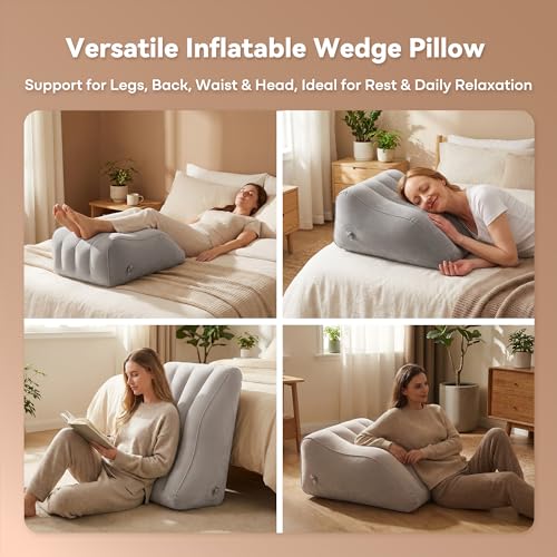 Inflatable Leg Elevation Pillow for Sleeping, Blood Circulation - color: Gray