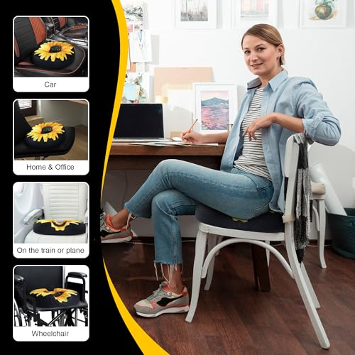 Donut Pillow Seat Cushion for Tailbone Pain Relief Hemorrhoids - color: Sunflower