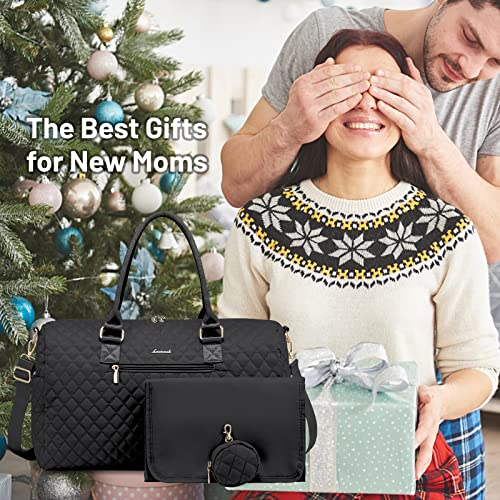 LOVEVOOK Diaper Bag Tote with Pacifier Case and Changing Pad, Large Capacity Mommy Bag for Hospital and Weekender Travel, Functional Baby Bag Newborn Baby Essential, Black - color: Black