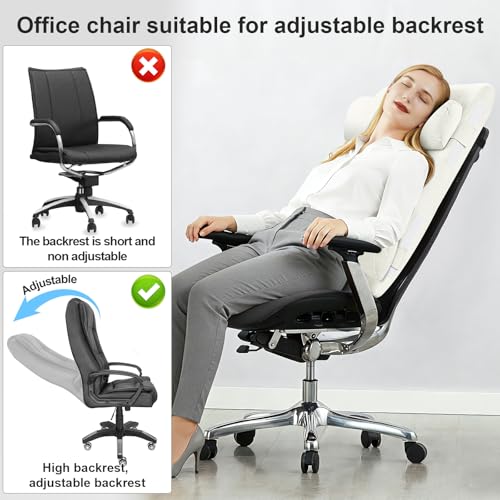 2-in-1 Neck & Lumbar Support Pillow with Adjustable Height and Ergonomic backrest Design, Suitable for recliners, Sofas, high-Back Rocking Chairs, Relieve Back Pressure. (White) - color: White