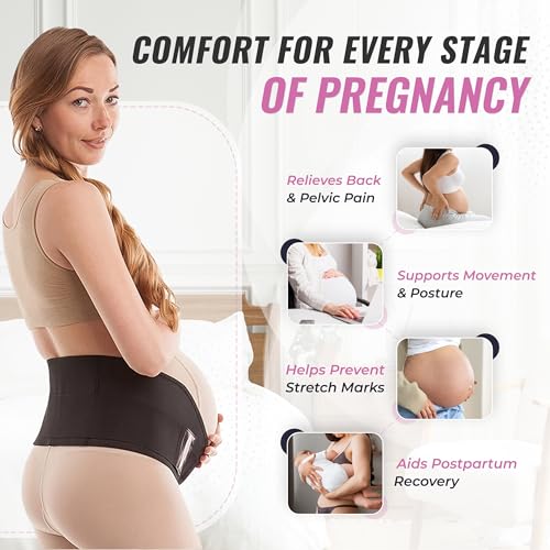 GABRIALLA Pregnancy Belly Band, Made in USA - color: Beige, size: Small