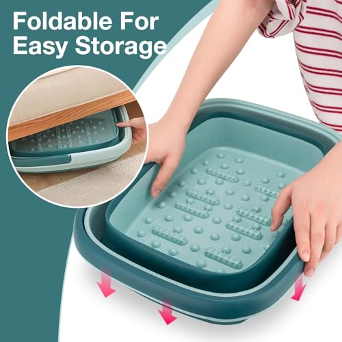 Collapsible Foot Bath Basin, Foot Tub for Soaking Feet w/Massage Acupoint - color: Green