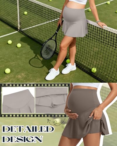 3 Pack Maternity Skirts Tennis Skorts - color: Taupe, Light Brown, Dark Brown, size: Medium