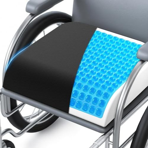 Wheelchair Seat Cushion Cooling Gel Memory Foam Chair Cushion - color: Black