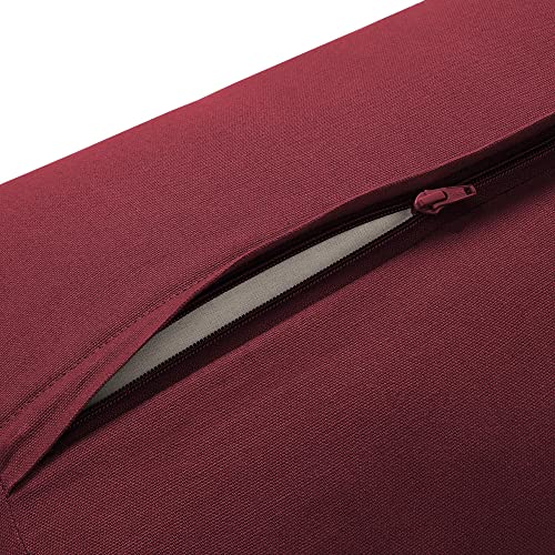 Yoga Meditation Cushion, 25" x 12" Rectangular Bolster with Organic Cotton Cover - color: Burgundy