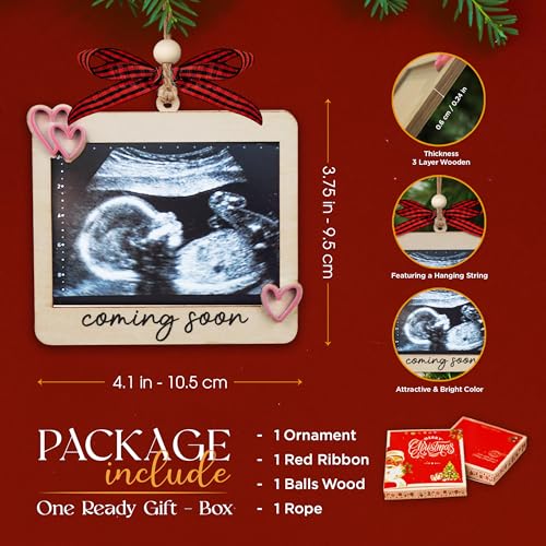 Baby Ultrasound Photo Frame Ornament, Pregnancy Reveal Gift - color: Pink Coming Soon Frame