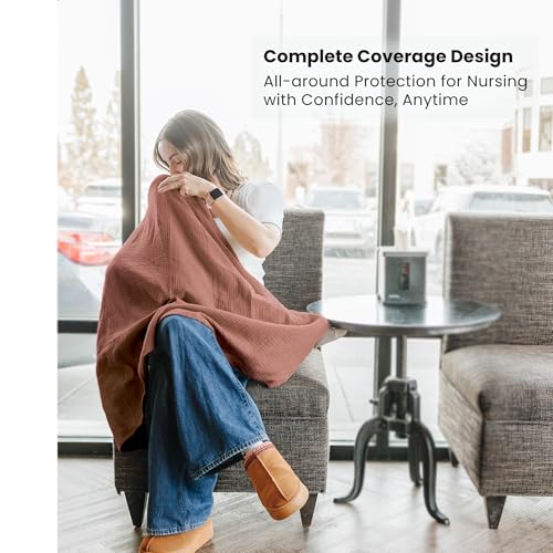Konssy 2-Pack Muslin Nursing Cover Up for Breastfeeding Mom with Rigid Hoop - color: Chestnut, Posy