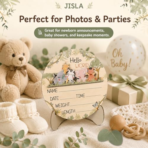 Wooden Hello World Newborn Sign Woodland nursery decor