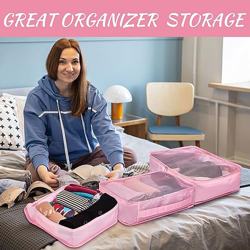 Silkfly 12 Pcs Packing Cubes for Travel,XL, L, M,Classic,Pink - color: Pink, size: XL, L, M, style: Classic