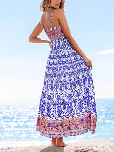 CUPSHE Women Maxi Summer Dress 2026 Floral Flowy Sundress - color: Boho Blue, size: X-Small