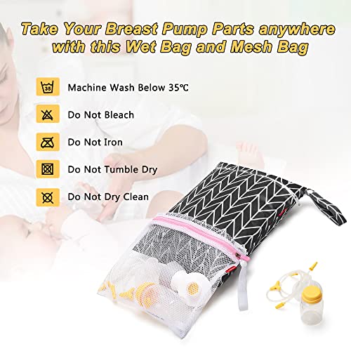 Damero Breast Pump Parts Bag, Pumping Bag with Waterproof Mat and Mesh Bag - color: Black Arrow