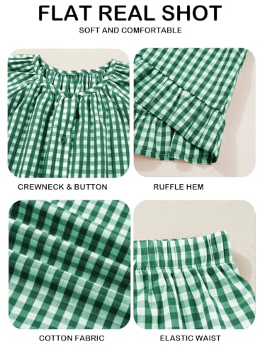 BLENCOT Maternity Clothes 2 PCS Gingham Cotton Pregnancy Pajamas Short Sets - color: Green, size: Small