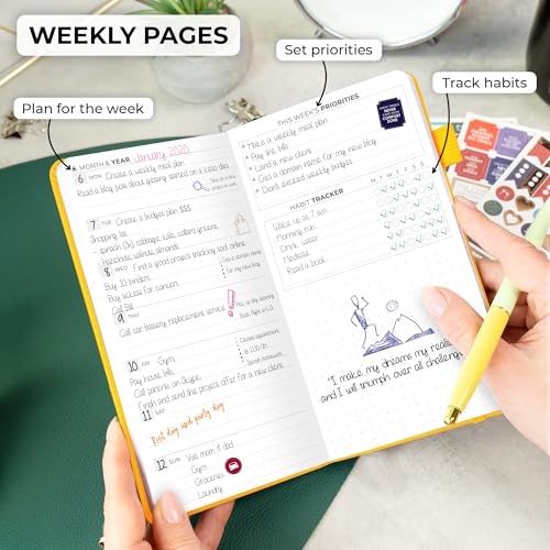 Clever Fox Pocket Planner, Mini Undated Weekly Calendar, Small Amber Yellow - color: Amber Yellow, size: Pocket size (3.7" x 6.7")
