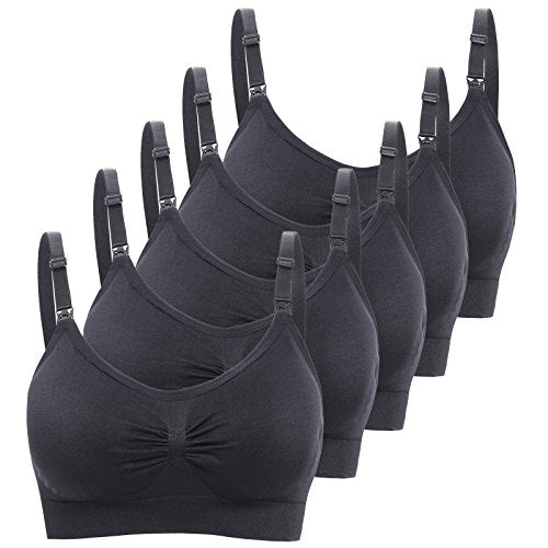 Womens Seamless Nursing Bra Sleeping Maternity Bralette for Breastfeeding Pack of 3 - color: 5pcak Black, size: Small