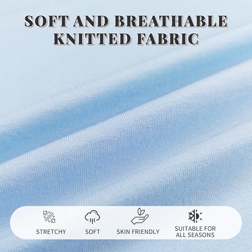 LYCY Cotton Pajamas for Women Set Long Sleeve Lounge Button Up with Pockets - color: Sky Blue, size: X-Large