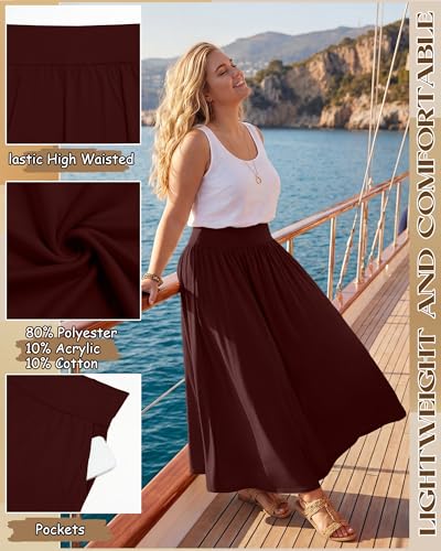 3 Pack Women's Plus Size Maxi Skirts - color: Black, Navy Blue, Burgundy, size: 5X-Large