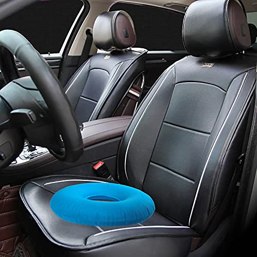 Donut Pillow, Inflatable Donut Cushion for Tailbone Pain,Hemorrhoid Seat Cushion (15" Light Blue, Air Pump Included)