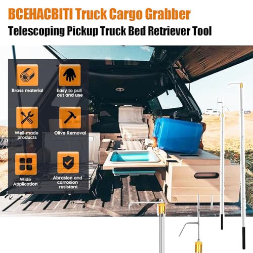 Truck Cargo Grabber - Telescoping Pickup Truck Bed Retriever Tool Cargo Retrieval Hook Truck Grabber Reach Tool Heavy Duty Truck Bed for Trucks SUV Trailers RVs 16-60 Inch