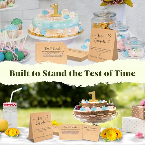 Woodamore Time Capsule Cards 1st Birthday, Keepsake Notes with Table Sign - color: Time Capsule Card