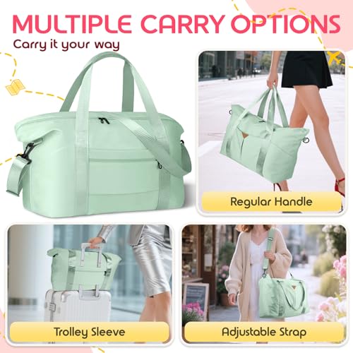 Duffle Bag for Travel with Trolley Sleeve, Gym Bag, Green - color: Green