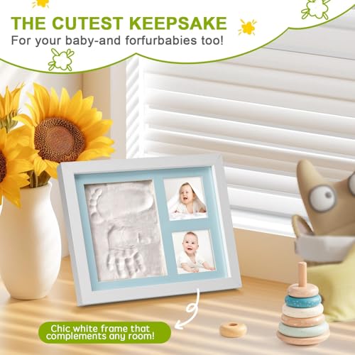 Baby Footprint Kit, Newborn Foot and Hand Print Kit, Baby Keepsake Frame, Nursery Pictures Frames(Walnut) - color: Walnut