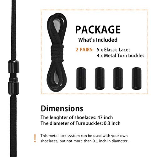 anan520 Elastic No Tie Shoe Laces For Adults,Kids,Elderly,System With Elastic Shoe Laces(2 Pairs) - color: 02-black
