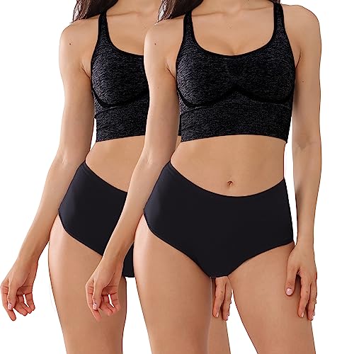 High Rise Incontinence Underwear for Women Leak Proof Panties 2 Pack - color: Black, size: Medium
