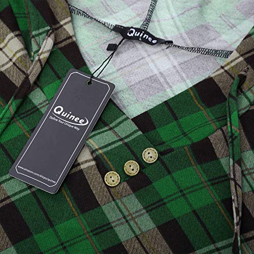 Quinee Women's Long Sleeve Plaid Colorblock Nursing Pullover Hoodie Sweatshirts - color: Black Green Plaid, size: Large