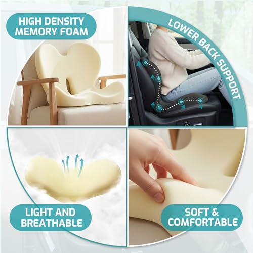 Trucker Seat Cushion, Thick Car Seat Cushions with Lumbar Support Pillow - color: Black Lg
