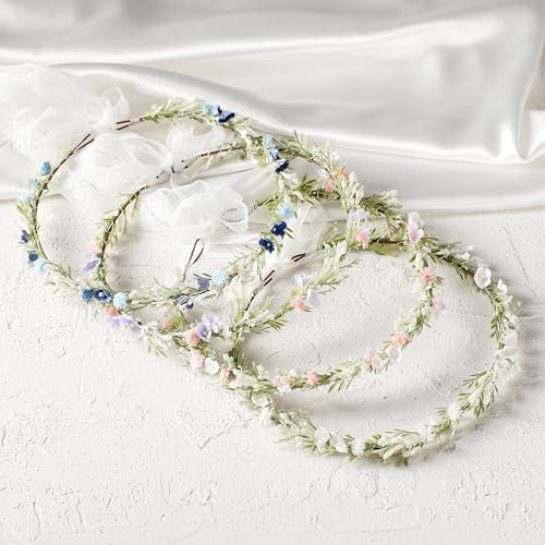 White Flower Crown Headband, Renaissance Floral Headpiece - color: White