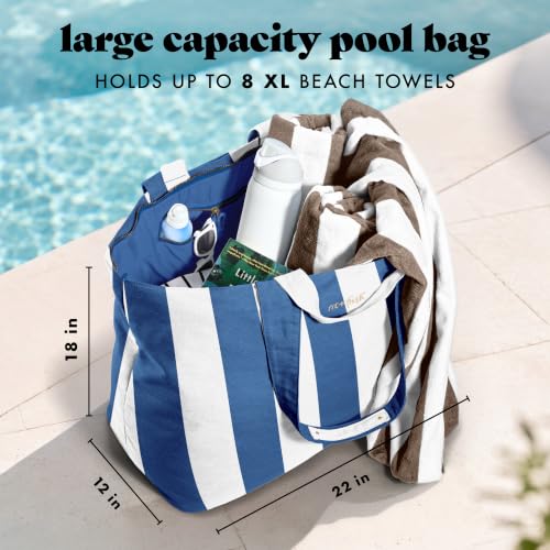 Fit & Fresh All The Things XL Beach Bag for Women, Oversized Travel Tote - color: Cobalt Stripe