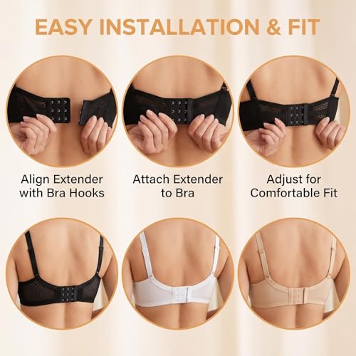 3Pcs Elastic Bra Extenders, 3Hooks 3Rows Mesh Bra Extension Straps