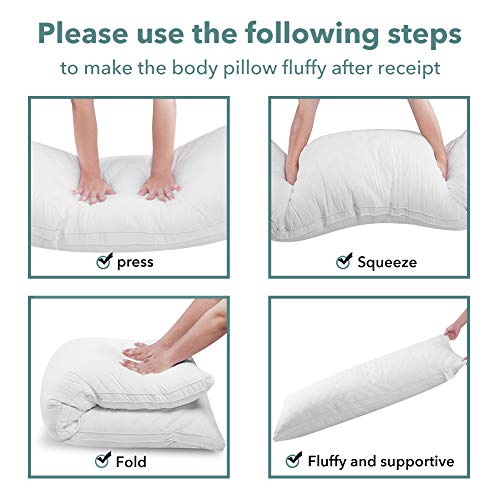 Oubonun Full Body Pillow for Side Sleeper, Adjustable Firm Long Bed Pillow - color: White-white Side