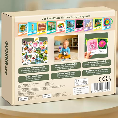 Flash Cards for Toddlers 1-3 - Montessori Toddler Flash Cards with Rings