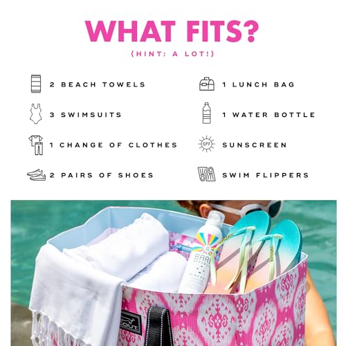 SCOUT Original Deano Tote - Durable Lightweight Open Top Beach, Pool & Lake Bag, Inside Zip Pocket, Folds Flat - color: Montauk Mint